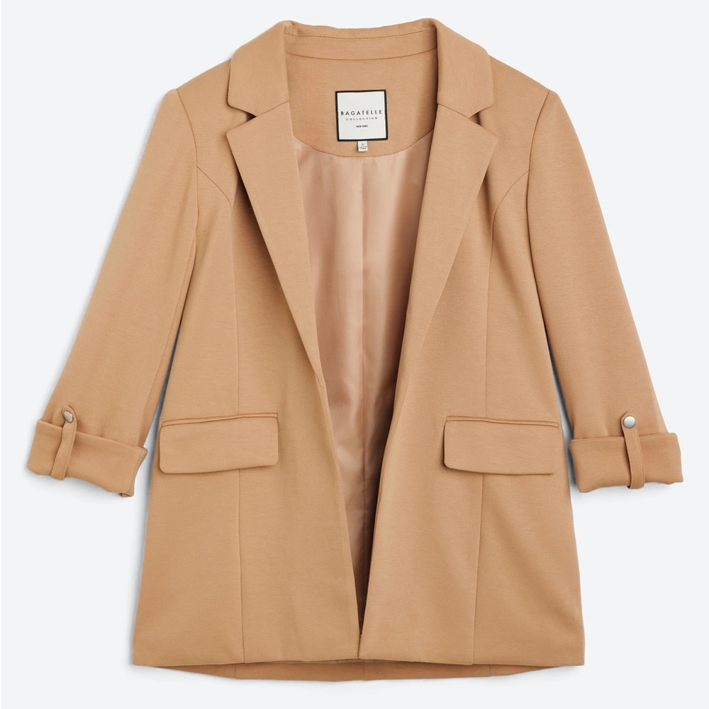 BAGATELLE Open Front Blazer with Roll Tab Sleeve - XS